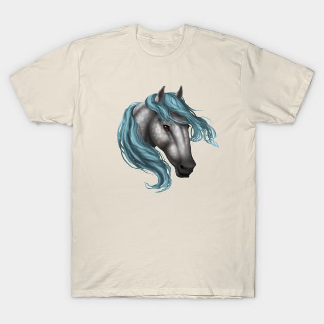 Horse Head - Dapple Blue Hair T-Shirt by FalconArt